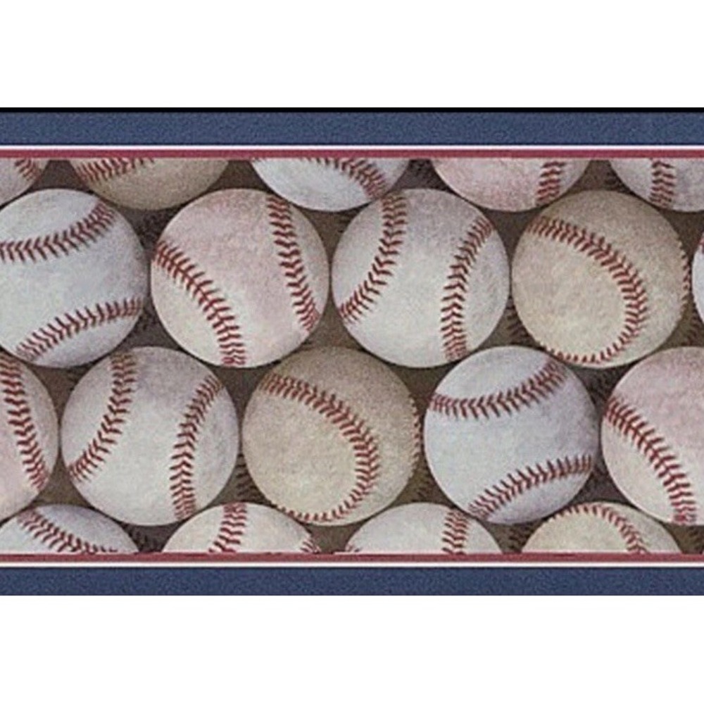 MLB Baseball Print Border 1 Roll 15 Ft By 6.87" Wallpaper Sports Prepasted